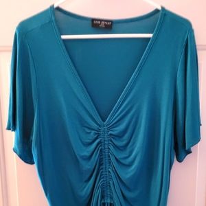 EUC TEAL FRONT RUCHED BLOUSE